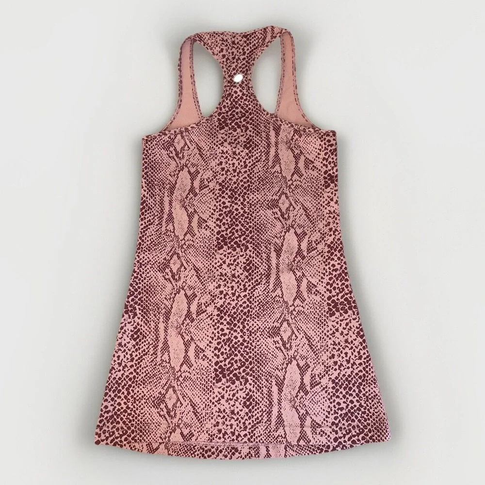 Lululemon Cool Racer Back Tank Top Pink/Burgundy Snake Skin Print Size S *No Tag